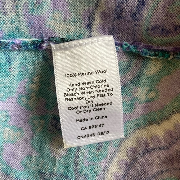 Talbots Paisley Pure Merino Wool Long Sleeve Sweater Cardigan Size Mp NWOT - Picture 7 of 7